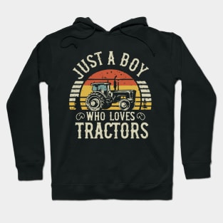 Just A Boy Who Loves Tractors. Kids Farm Lifestyle Hoodie